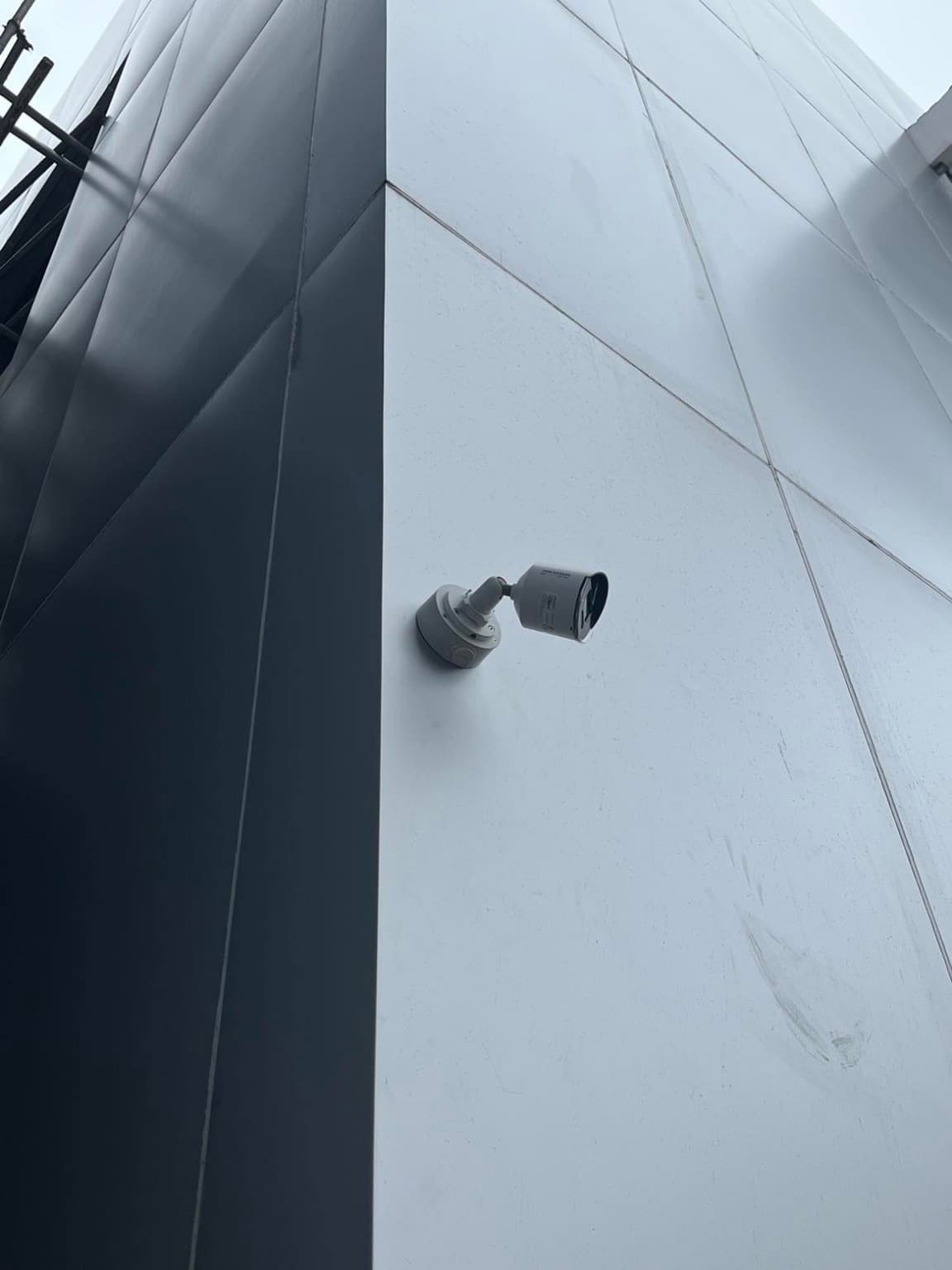 Wall-mounted CCTV camera on a building